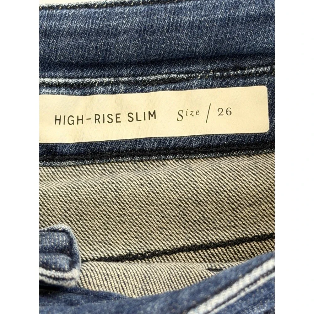 Pilcro Anthropologie High Rise Slim Denim Shorts Size 26 Button Fly Blue Wash - Picture 9 of 9